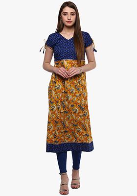 Blue Printed Cotton Kurta