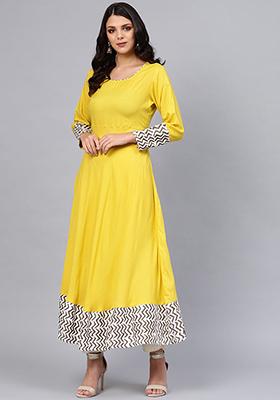 Yellow Solid Rayon Kurta