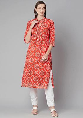 Red Gota Patti Work  Cotton Kurta