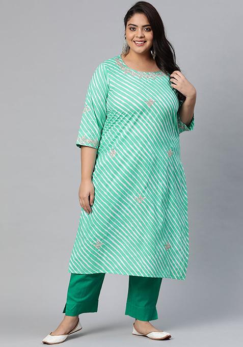 Green Gota Patti Work  Cotton Kurta