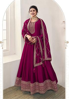 Pink Zari Embroidered Georgette Kurta Set