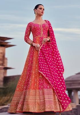 Pink Embroidered Georgette Kurta Set