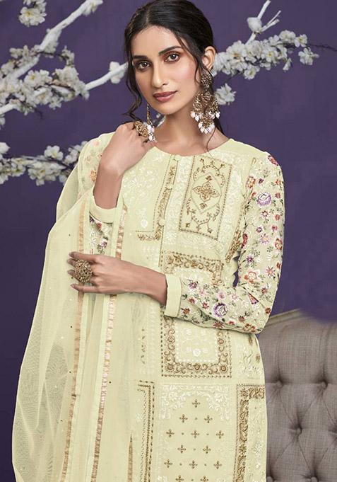 Aarya White Embroidered Georgette Kurta Set
