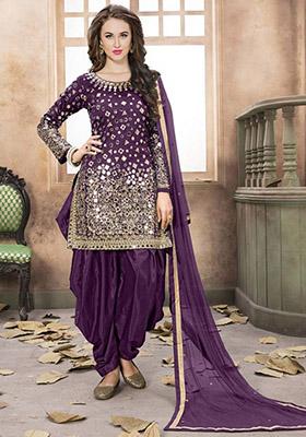Wine Mirror Silk Kurta Set