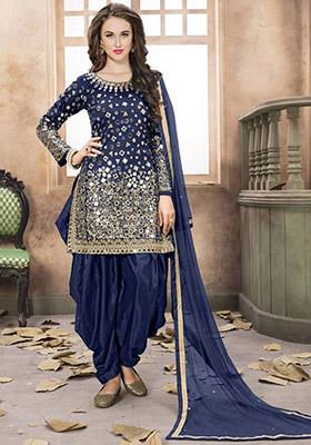 Blue Mirror Silk Kurta Set