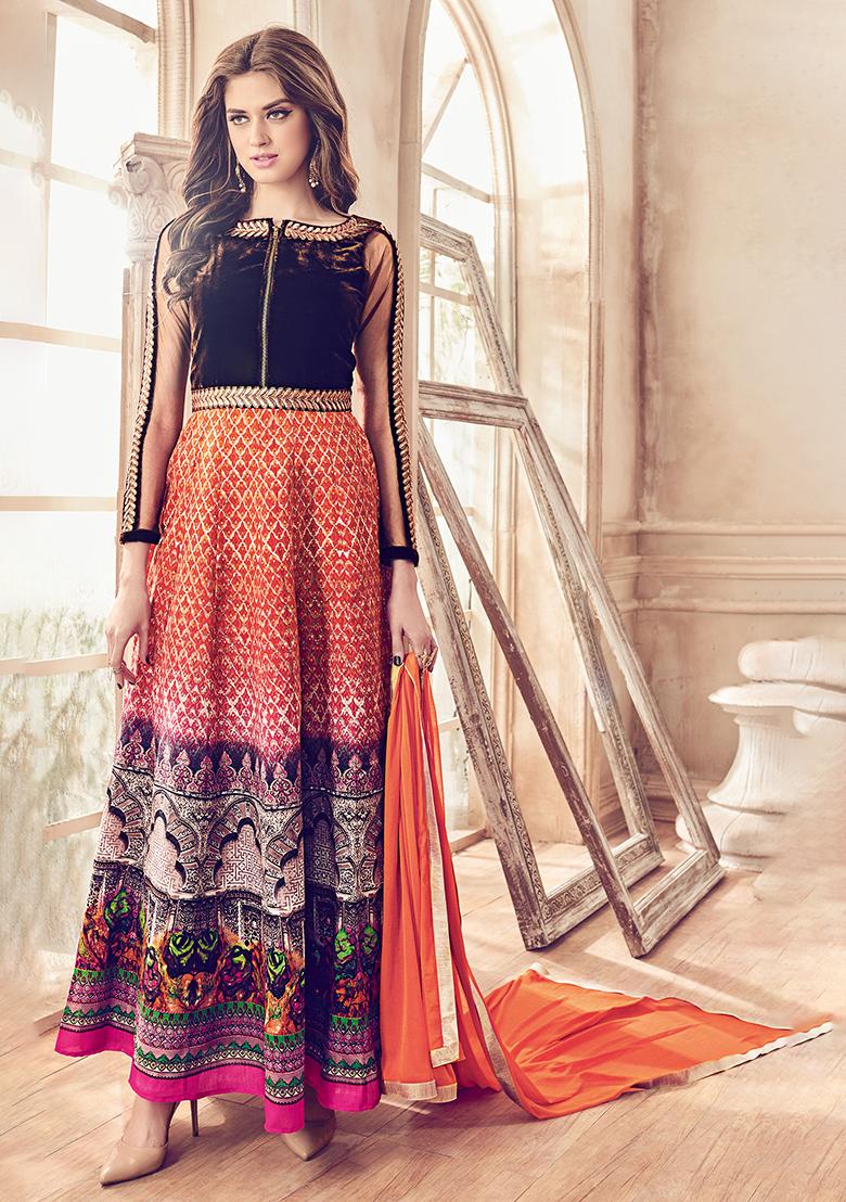 Multicolor Embroidered Bhagalpuri Silk Kurta Set