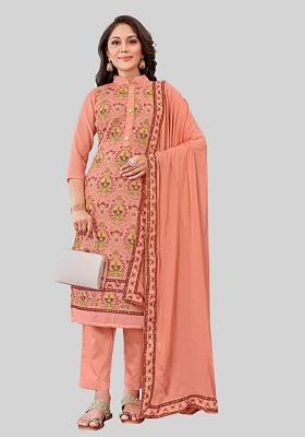 Dark Pink Embroidered Chanderi Kurta Set