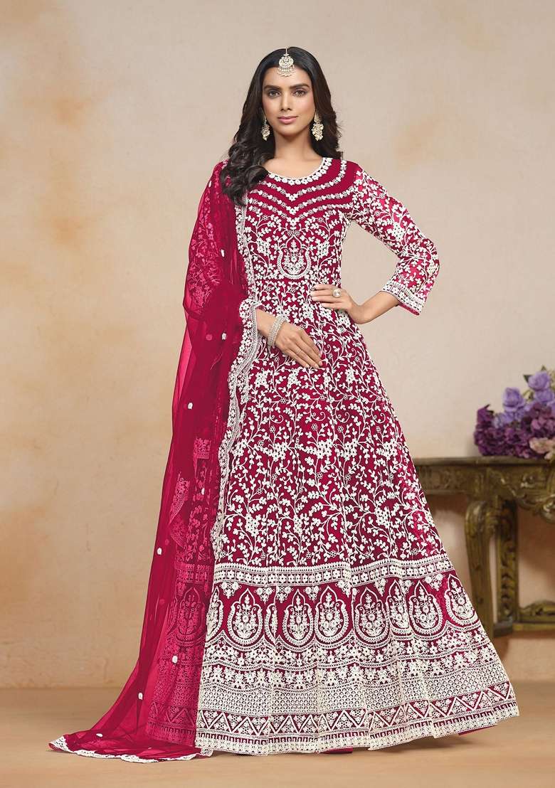 Pink Embroidered Poly Blend Kurta Set - Indya