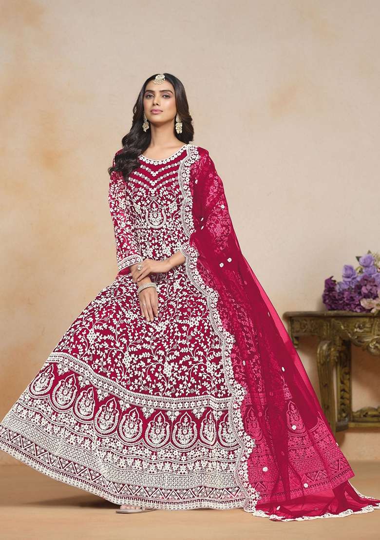 Pink Embroidered Poly Blend Kurta Set - Indya