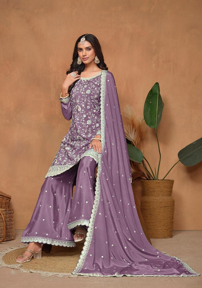 Aqua Blue Embroidered Poly Blend Kurta Set - Indya