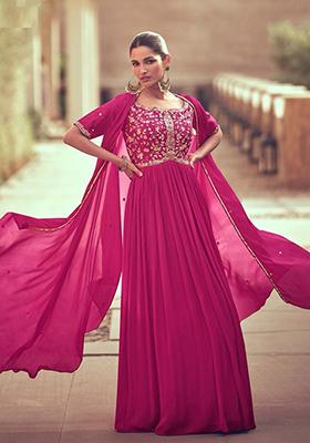 Pink Sequin Embroidered Georgette Anarkali Set