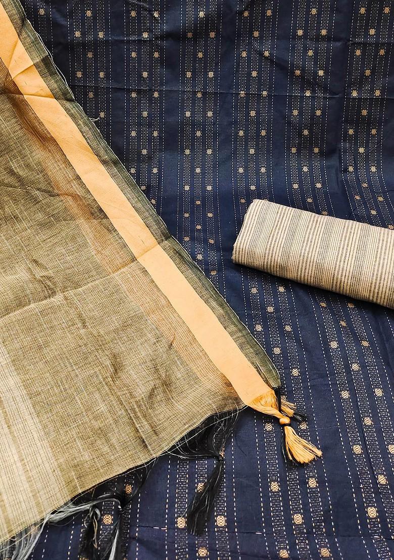 Blue Solid Pure Cotton Kurta Set