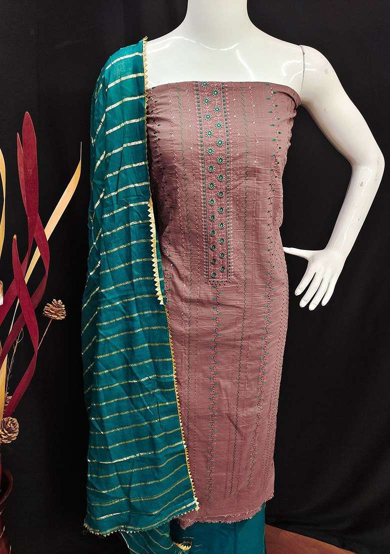 Brown Embroidered Poly Blend Kurta Set - Indya