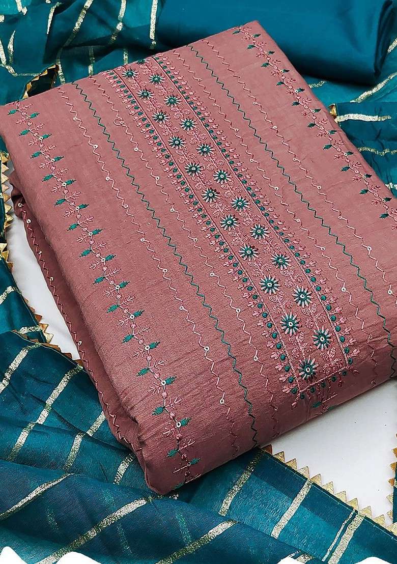 Brown Embroidered Poly Blend Kurta Set - Indya