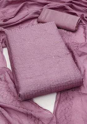 Violet Embellished Poly Blend Kurta Set