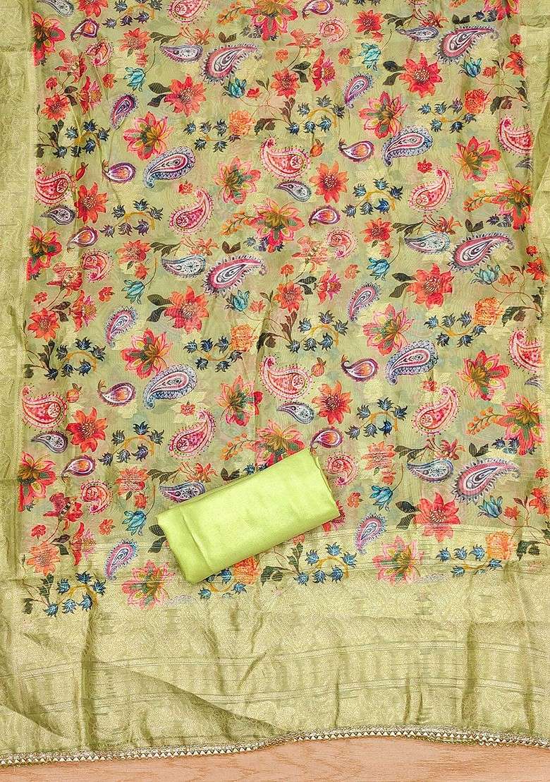 Lime Green Embroidered Poly Blend Kurta Set - Indya