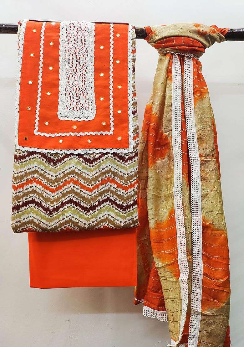 Brown Embroidered Cotton Straight Kurta Set - Indya