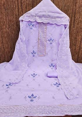 Purple Embroidered Silk Georgette Kurta Set