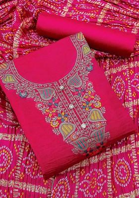 Pink Solid Pure Silk Kurta Set