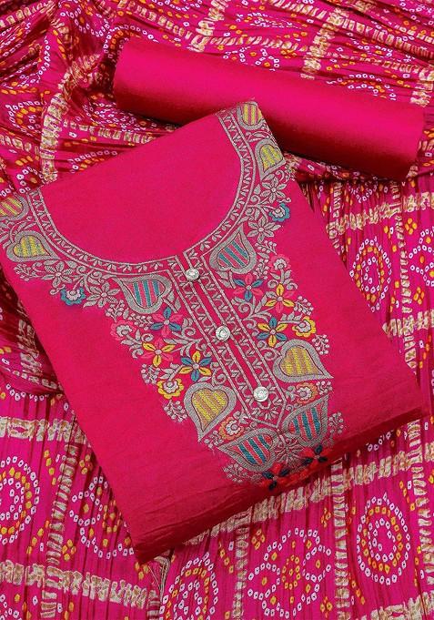 Pink Solid Pure Silk Kurta Set