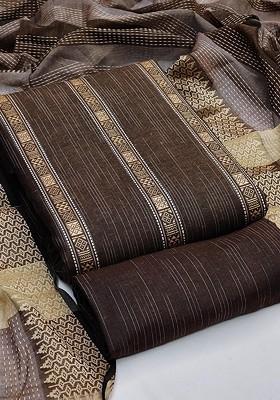 Brown Woven Poly Blend Kurta Set