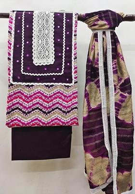Purple Printed Pure Cotton Kurta Set