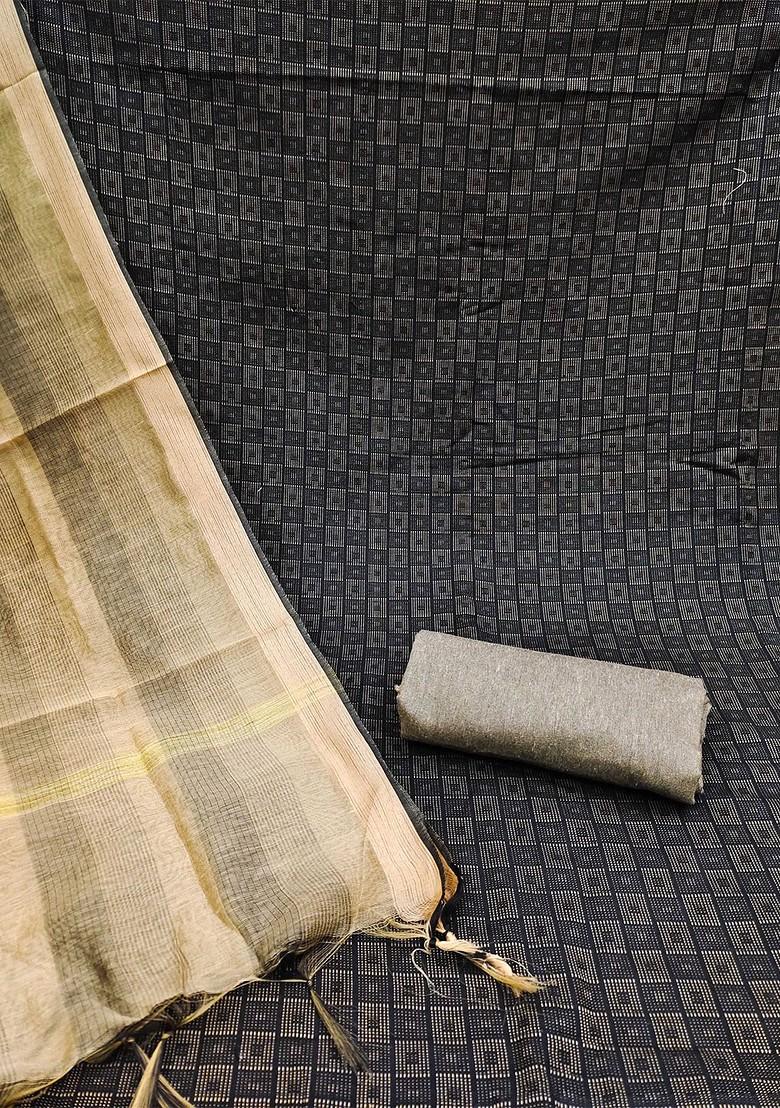 Black Woven Poly Blend Kurta Set - Indya