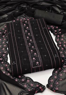 Black Embellished Poly Blend Kurta Set