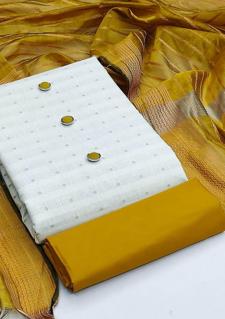 White Solid Pure Cotton Kurta Set