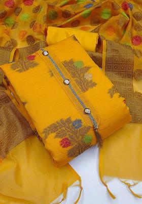 Yellow Solid Pure Silk Kurta Set