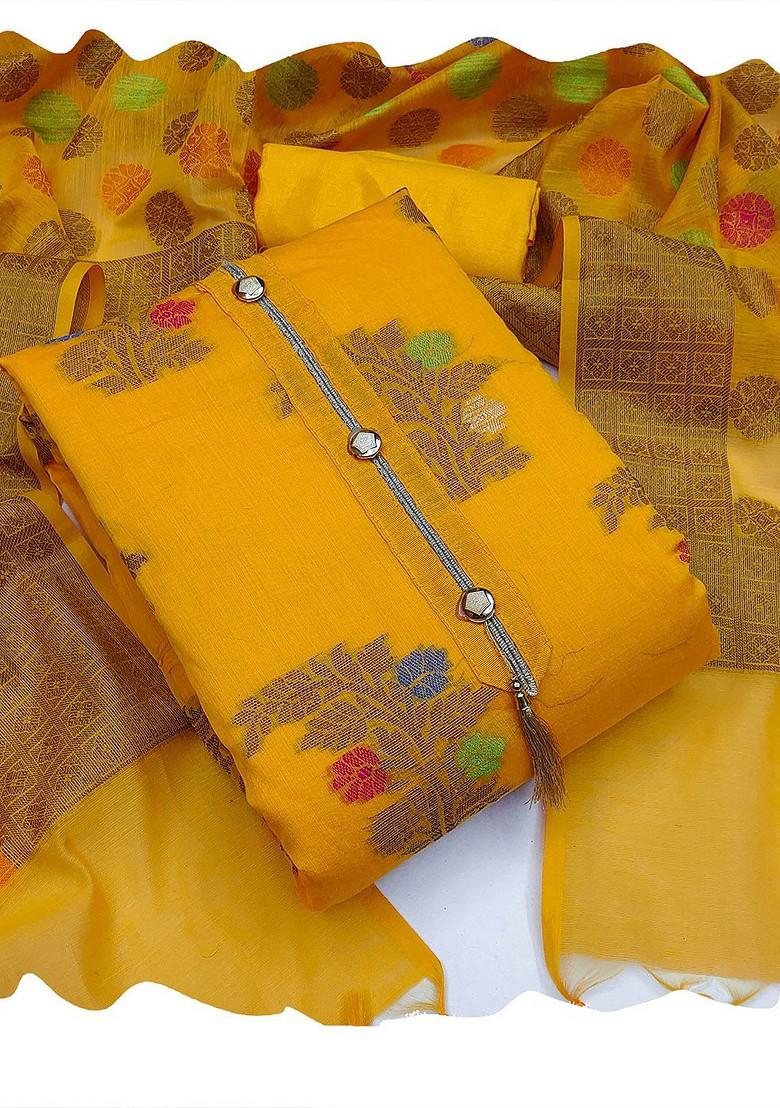 Yellow Solid Pure Silk Kurta Set