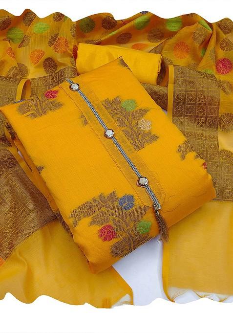 Yellow Solid Pure Silk Kurta Set