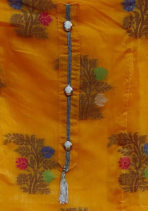Yellow Solid Pure Silk Kurta Set