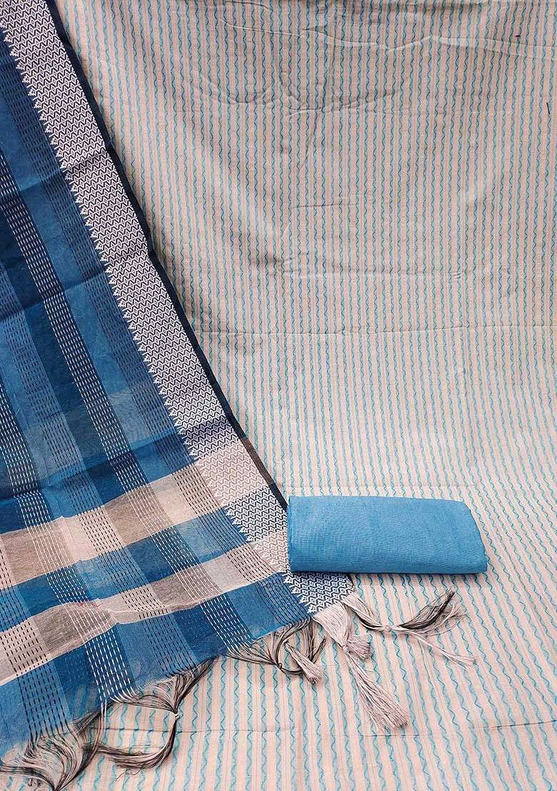 Blue Printed Poly Straight Kurta Set - Indya
