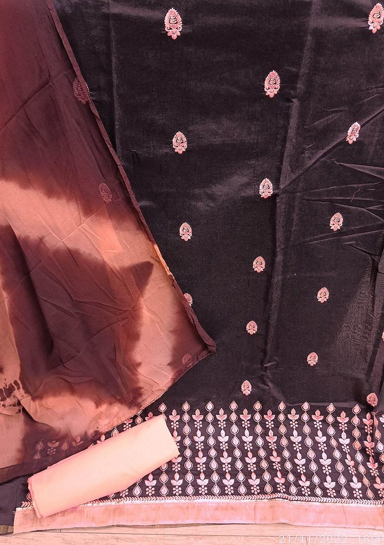 Brown Embroidered Poly Blend Kurta Set - Indya