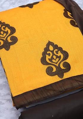 Mustard Embroidered Poly Blend Kurta Set