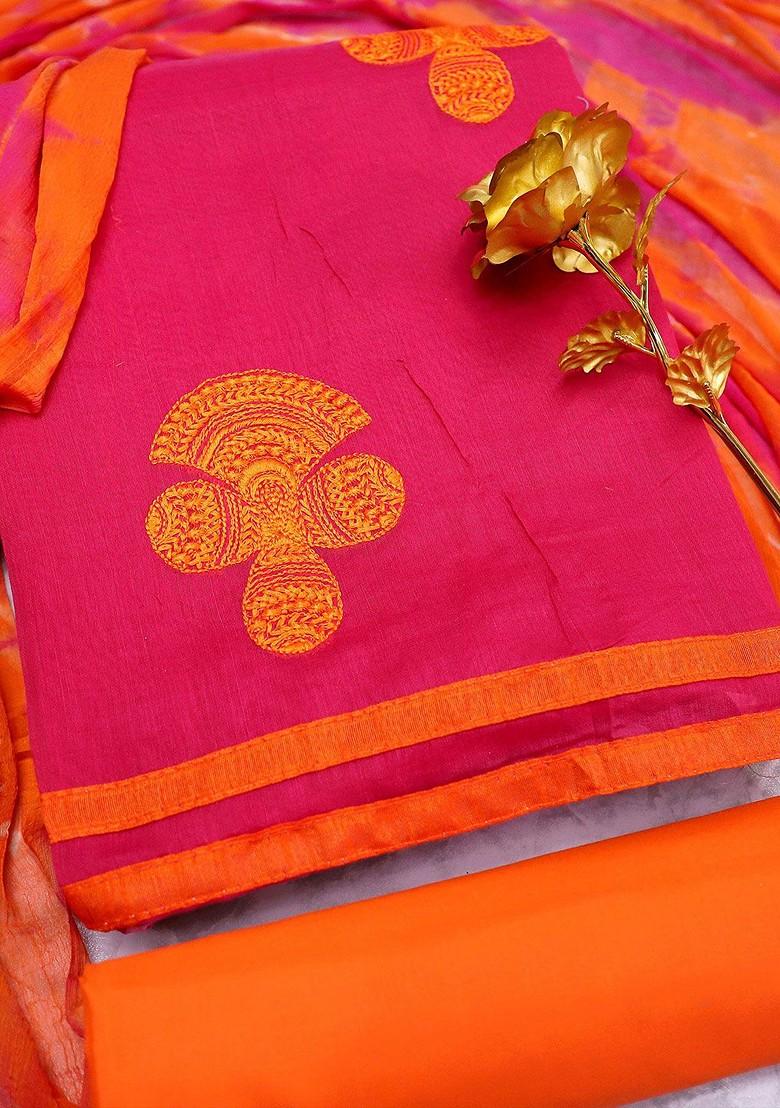 Pink Embroidered Cotton Kurta Set