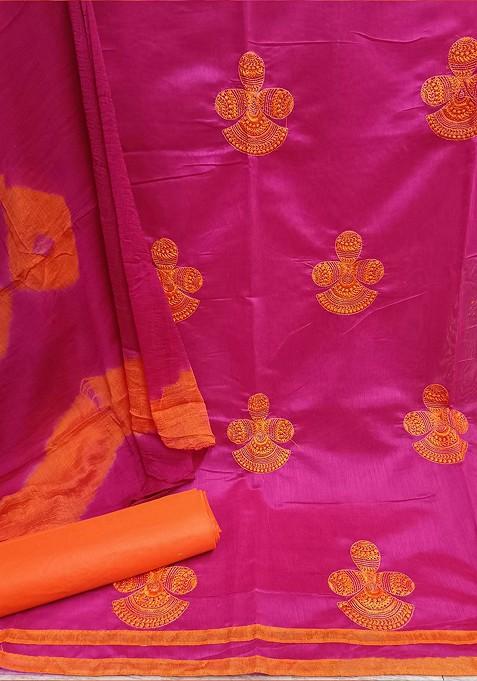 Pink Embroidered Cotton Kurta Set