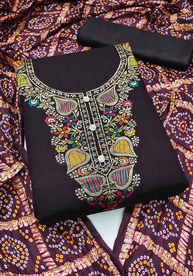 Brown Woven Banarasi Jacquard Kurta Set