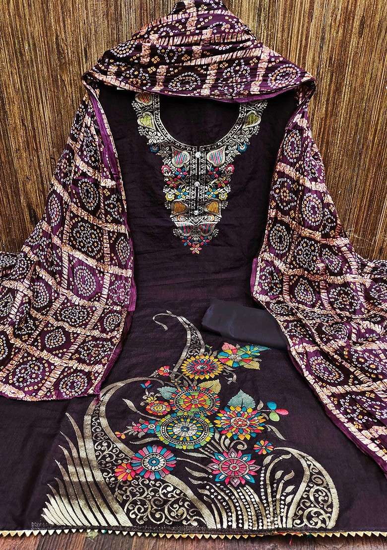 Brown Embroidered Jacquard Straight Kurta Set - Indya