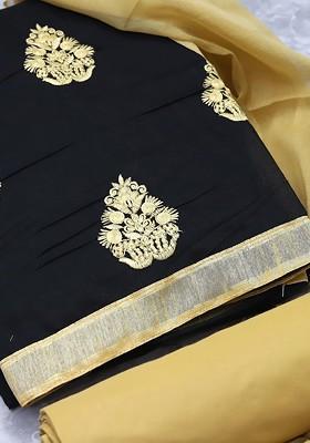 Black Embroidered Cotton Kurta Set
