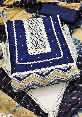 Blue Printed Pure Cotton Kurta Set