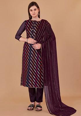 Magenta Woven Poly Blend Kurta Set