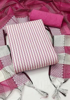 Pink Woven Poly Blend Kurta Set