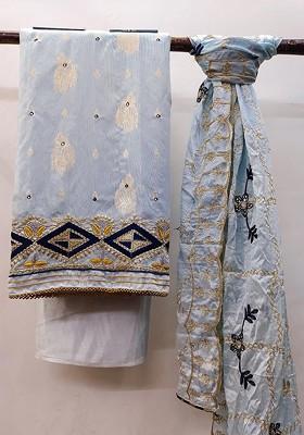 Sea Green Woven Poly Blend Kurta Set