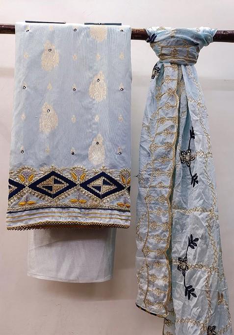 Sea Green Woven Poly Blend Kurta Set