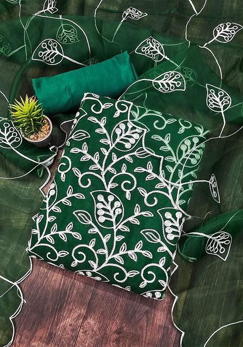 Green Embroidered Organza Kurta Set