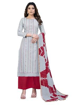 Turquoise Blue Printed Poly Blend Kurta Set