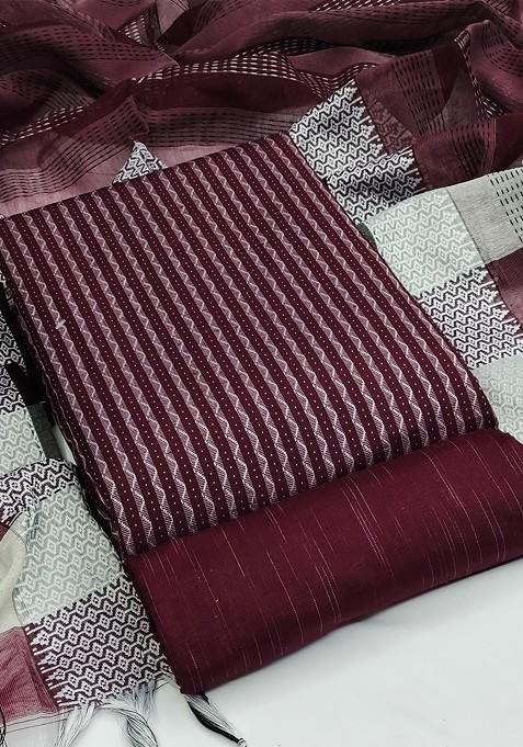 Magenta Woven Poly Blend Kurta Set