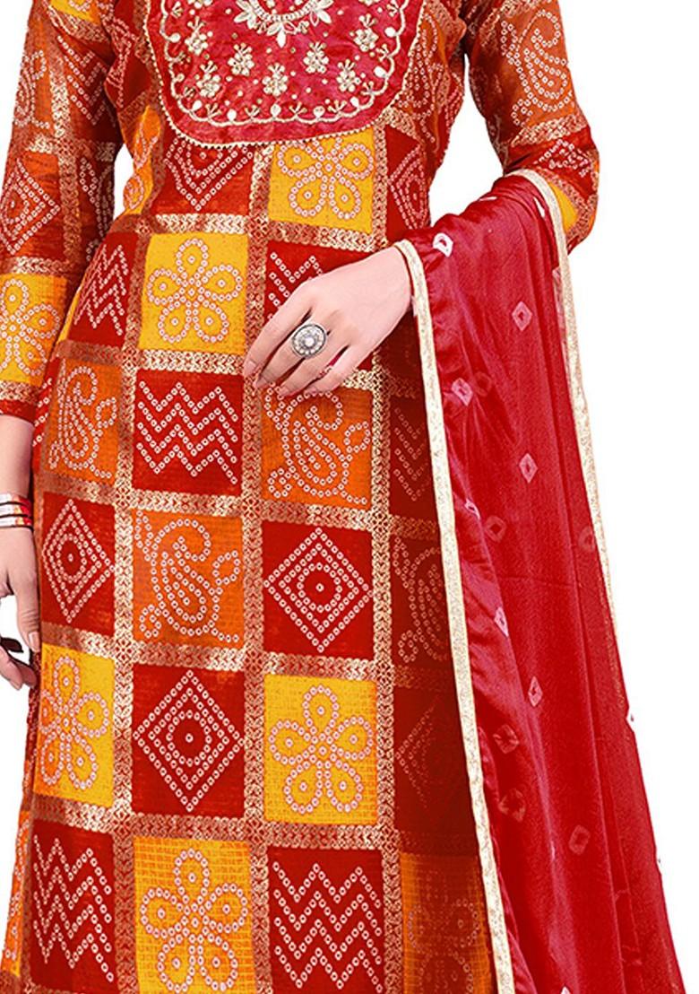 Red Printed Pure Cotton Kurta Set